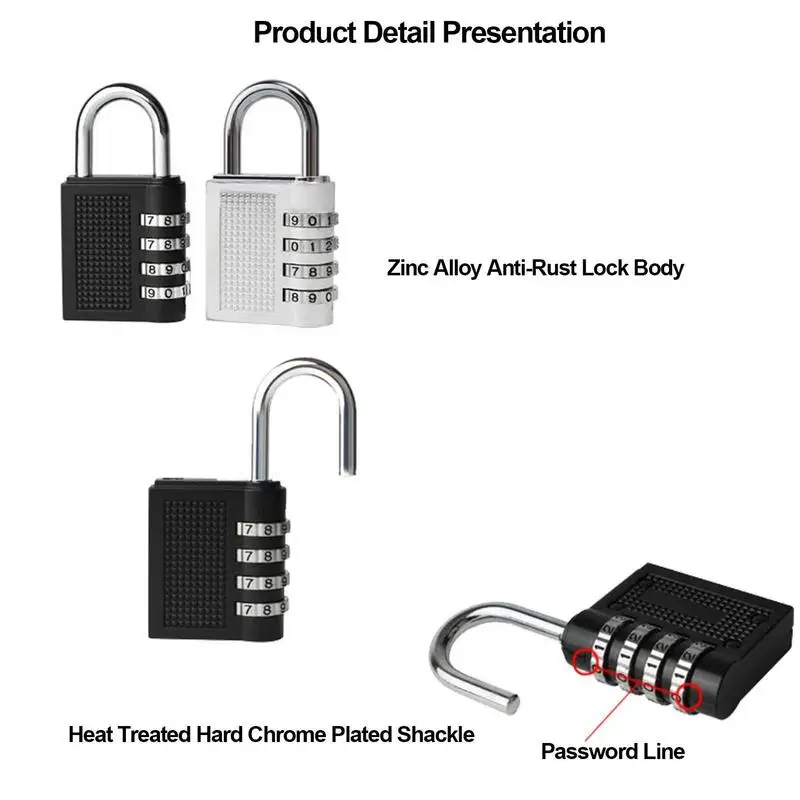 Combination Lock 4 Digit Password Combination Padlock Waterproof Pad Lock For Outdoor School Gym Sports Locker Fence Toolbox