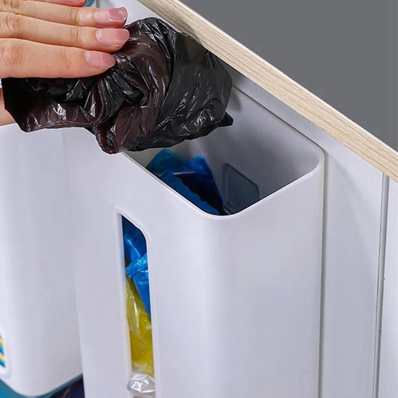 2 In 1 Shopping Bag Rack - Wall Mounted Organizer And Trash Bag Dispenser For Kitchen Storage