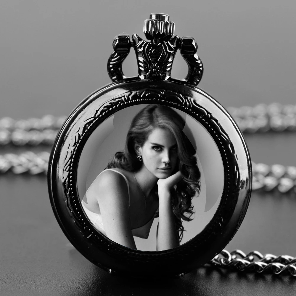 Sängerin Lana del rey einzigartige Geschenke Vintage arabische Ziffern Quarz Taschenuhr Halskette Anhänger Uhr Kette Herren Frauen Geschenk