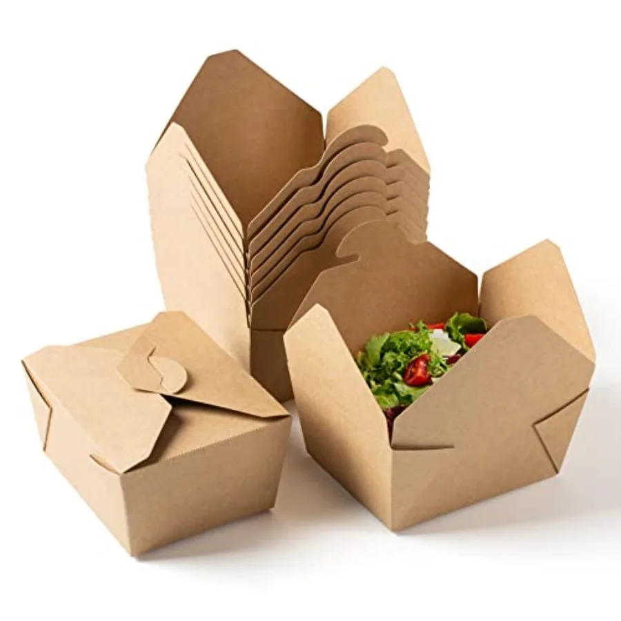 

To Go Containers Restaurant and Catering Supplies Takeout Food Containers 30oz Kraft Paper Lunch Boxes, Leak and Grease Resista