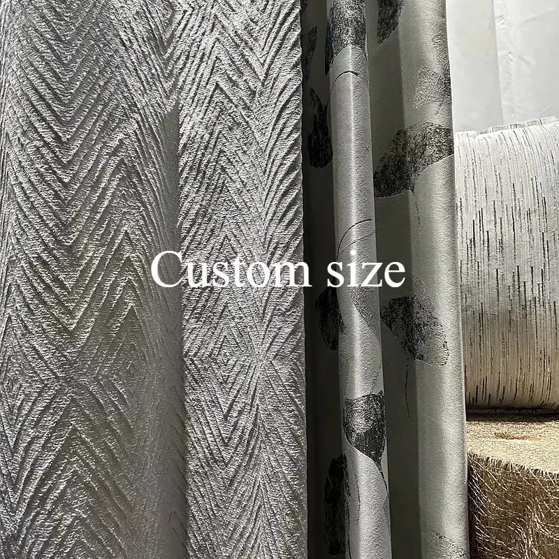 

Customized Fashion Luxury European Relief Diamond Gingko Window Balcony Curtains for Living Room Bedroom Dining