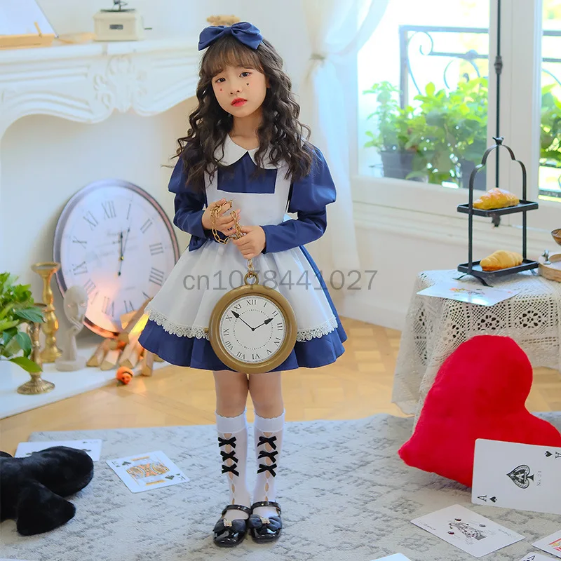 British Style Cute Girl Medieval Manor Peasant Woman Servant Costume Halloween Party Kid Maid Family Day Outfit Fancy Dress