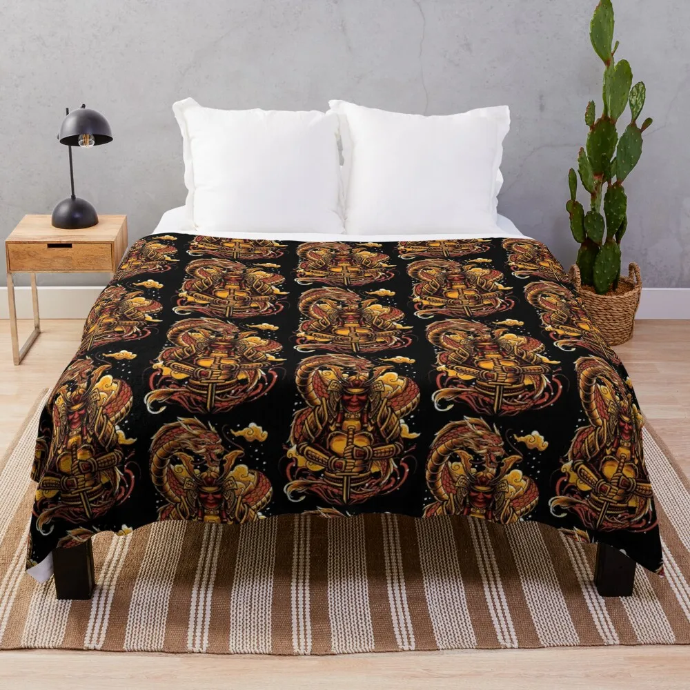 Ronin and the Golden Dragon Throw Blanket warm winter Sofa Throw Cute For Baby Blankets