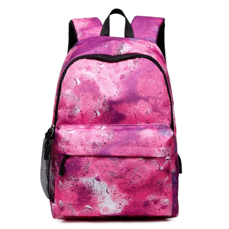 Starry Sky Student Backpack with USB Charging Port, High-Capacity Travel Backpack, Gradient Color Dreamy Dual-Shoulder Bag