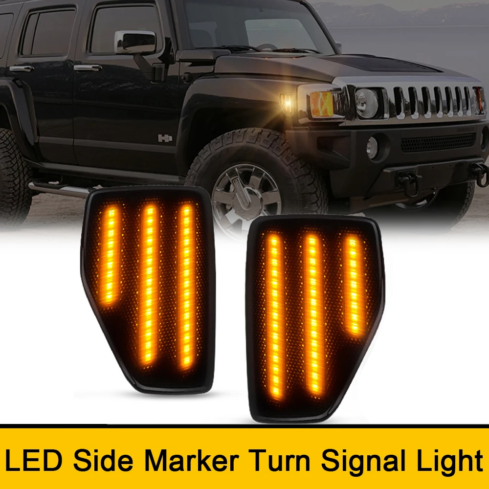 

Smoked LED Front Fender Side Marker Turn Signal Light for Hummer H3 2006-2010 H3T 2009-2010 No Error Car Assembly Stop Lamp