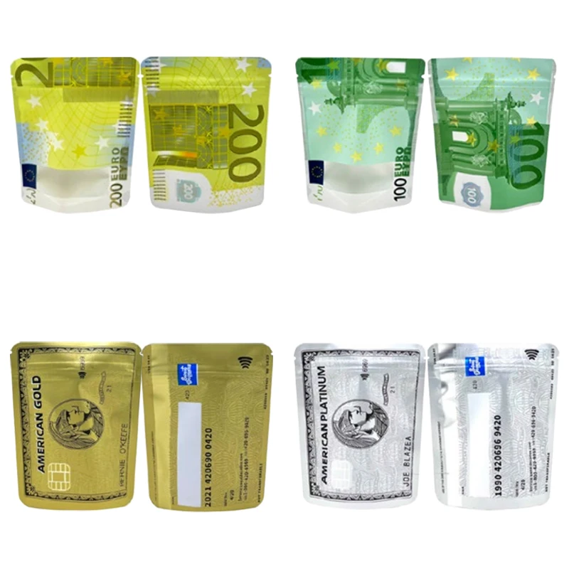 Bolsa de plástico multiusos con dibujos animados, bolsa Ziplock para café y dulces, bolsas holográficas de Mylar a prueba de agua, bolsas de almacenamiento de alimentos en polvo