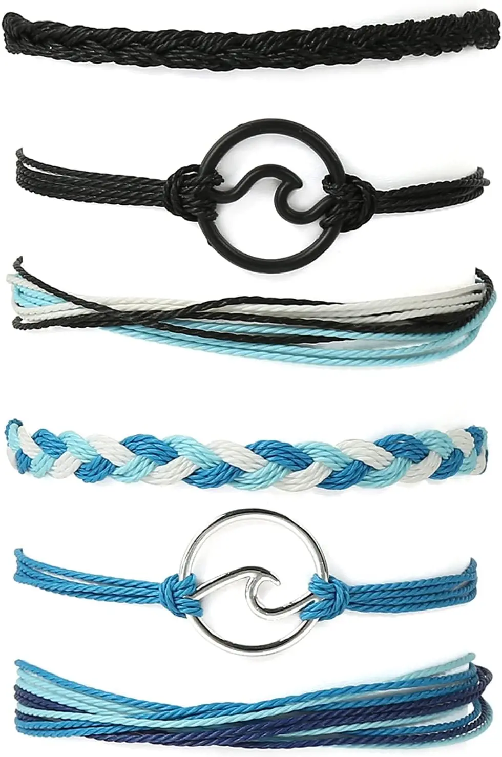 Braccialetti vintage con onde da surf Starain blu per donna Set di braccialetti da surfisti da spiaggia intrecciati regolabili impermeabili fatti a mano Boho