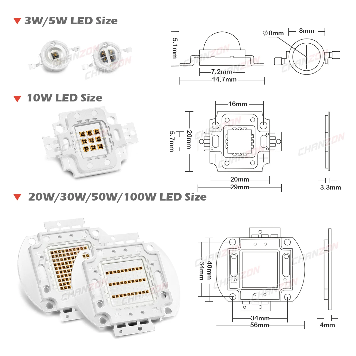 Chip LED ad alta potenza Lampadina a infrarossi lontana rossa Lampadina per lampada 3W 5W 10W 20W 30W 50W 100W Smd Cob 730Nm 850Nm 940Nm Ir Led