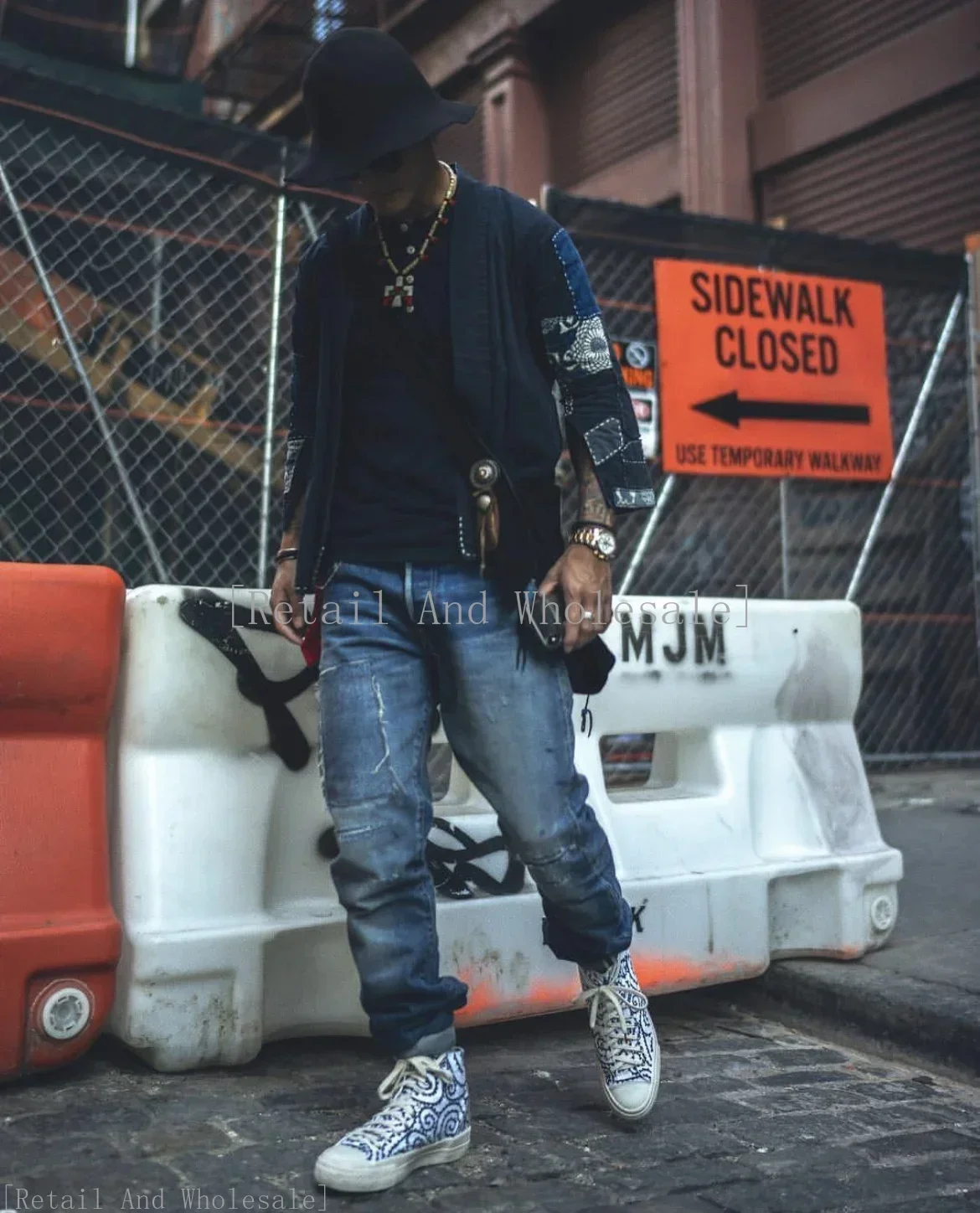 [Retail And Wholesale]VISVIM WMV KOFU ICT NORAGI Taoist robe blue-dyed ancient cloth splicing cardigan hand-embroidered