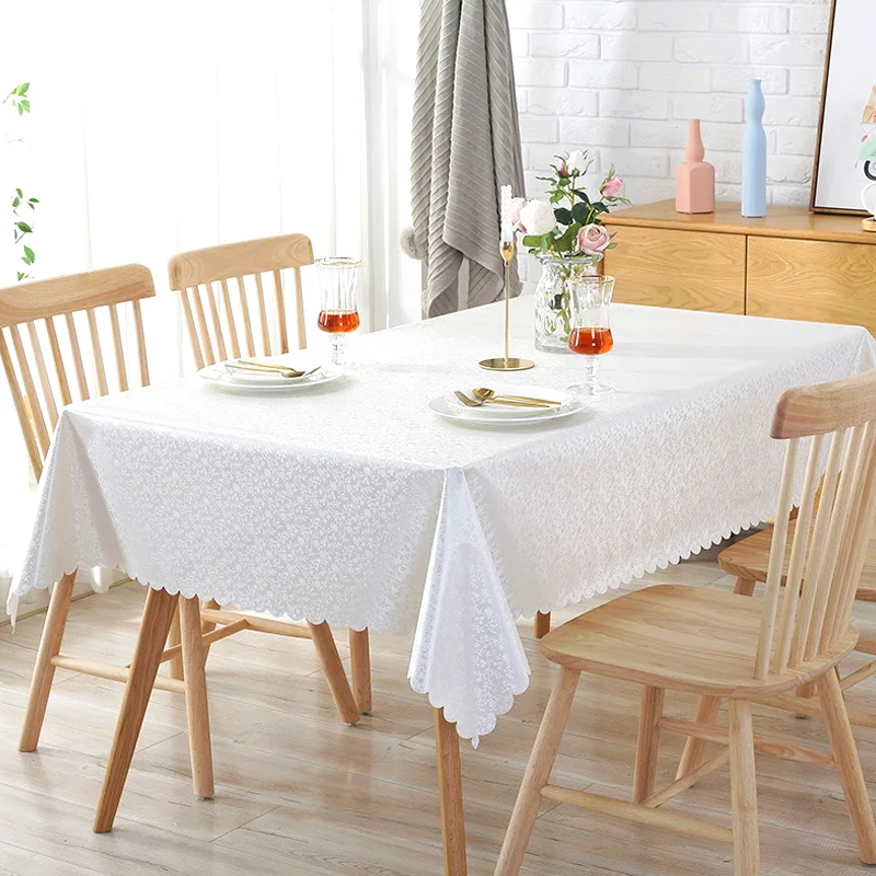 Simple Flower Pattern Tablecloth Rectangular Flowing Floral Table Cloth Pvc Waterproof Oil Proof Party Banquet Dining Tablecloth