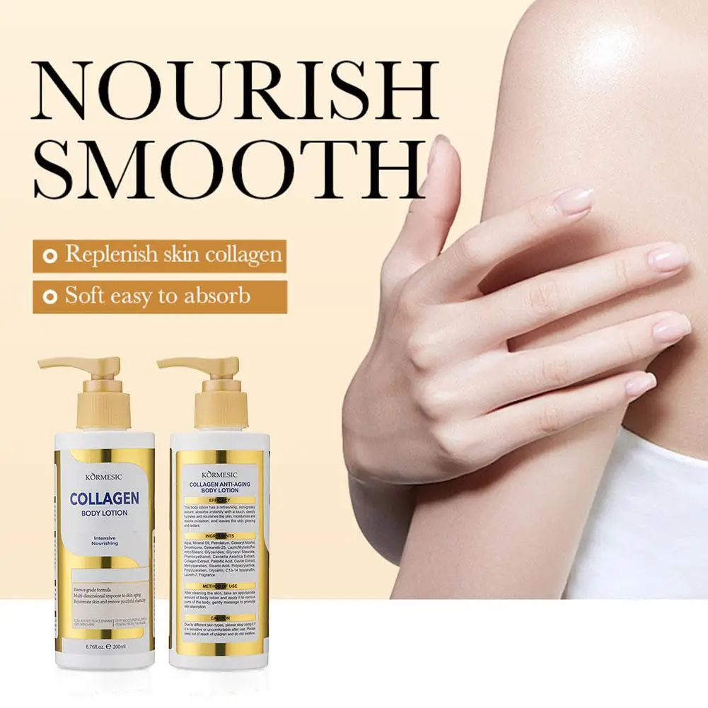 

Collagen Body Lotion Deep Moisturizing Improve Skin 200ml Soothing Lines Reduce Body Repairing Skin Care Fine Elasticity H5C6