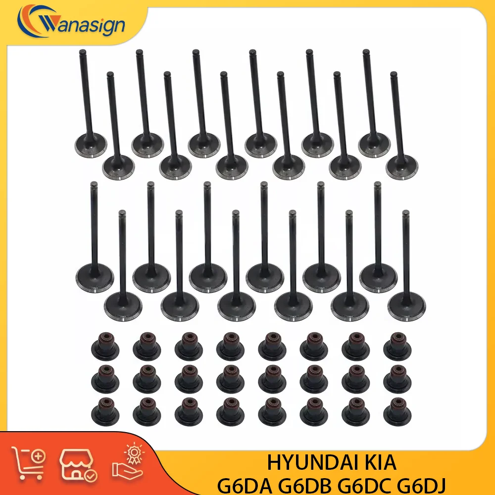 

Intake Exhaust Valves & Valve seal Set For HYUNDAI KIA 3.3L 3.5L 3.8L V6 GAS 3.3 3.5 3.8 L T G6DA G6DB G6DJ G6DC 2005-2024