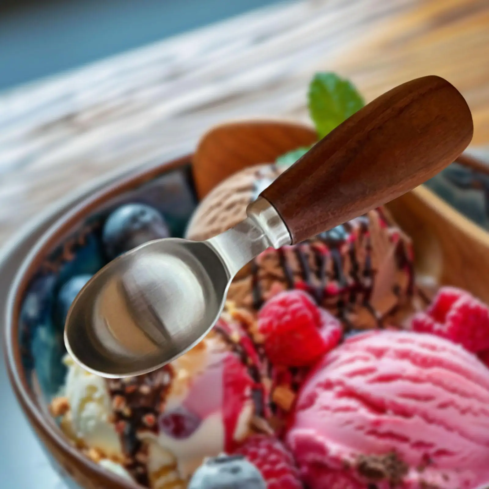 Cuchara para helado, accesorios para Bar, cuchara para galletas con mango antideslizante, pala para helado, cuchara para bola de melón para cocina, tienda de postres