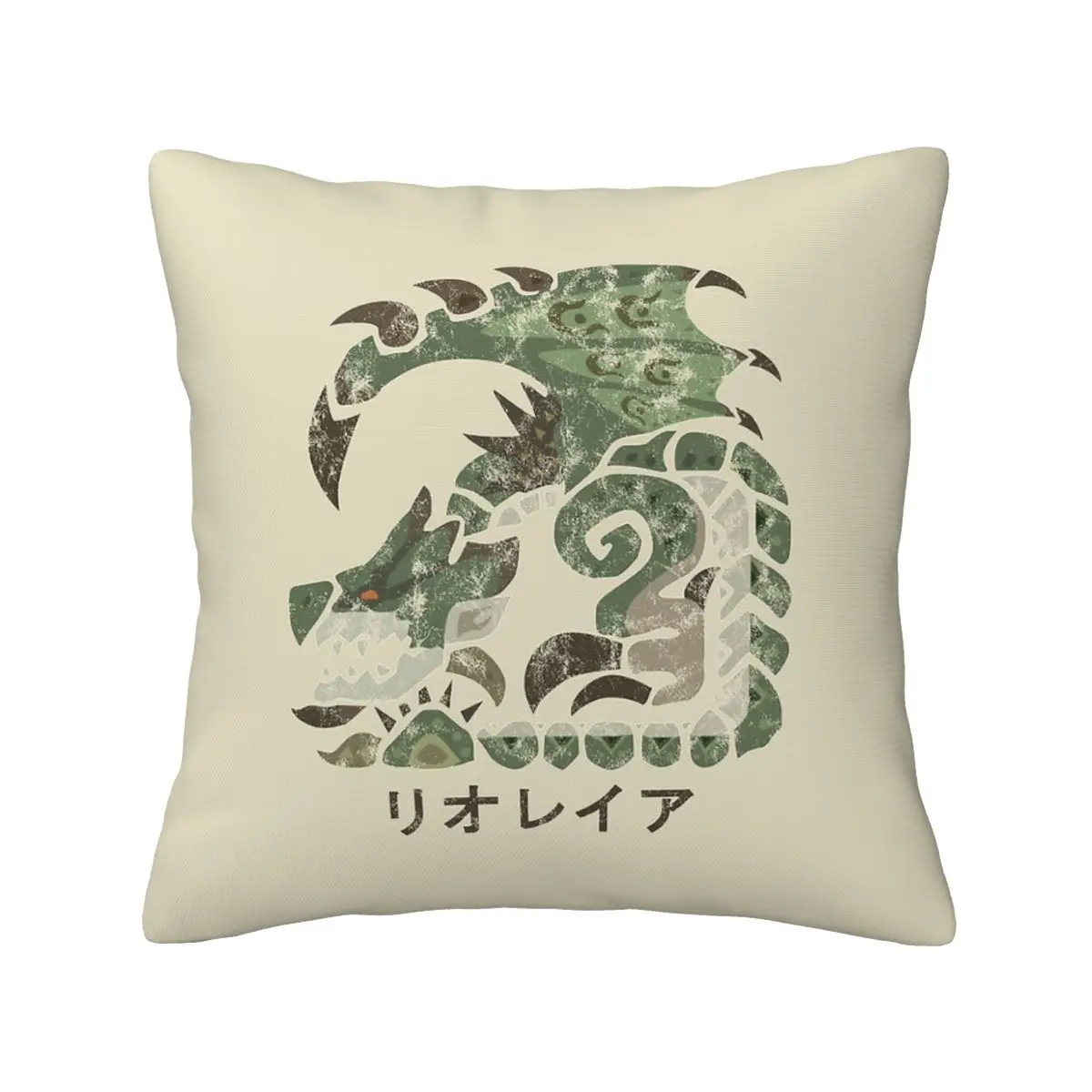 

Monster Hunter World Rathian Kanji Icon Soft Cushion Cover Decoration Throw Pillow Case Cover for Home Double-sided Printed