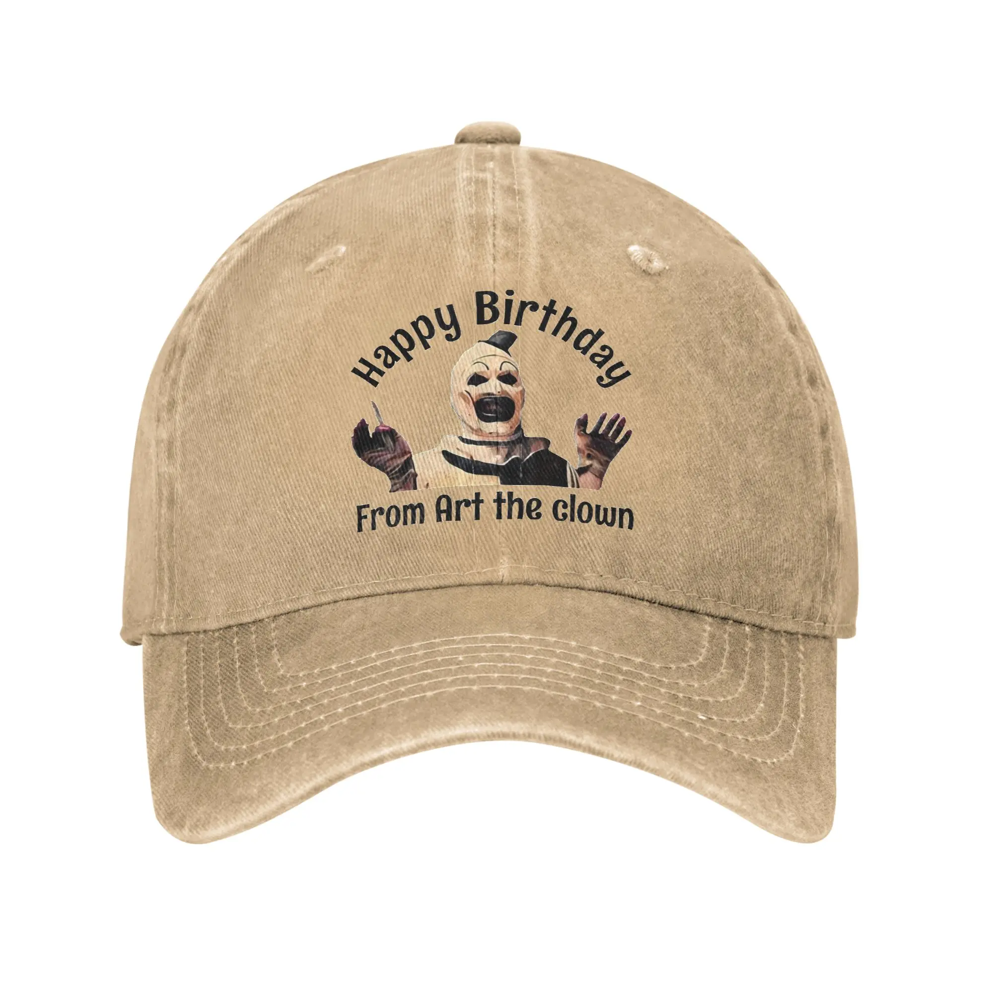Vintage Happy Birthday From Art The Clown Terrifier Movie Baseball Caps Unisex Distressed Washed Snapback Hat  Outdoor Hats Cap