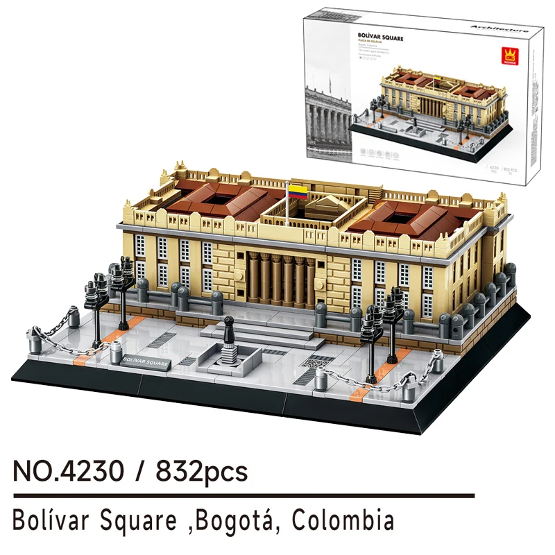 Bloques de Construcción Creativos del Bolívar Square de Bogotá, Colombia, Ladrillos de Arquitectura, Juguete de Construcción, Buen Regalo para la Familia