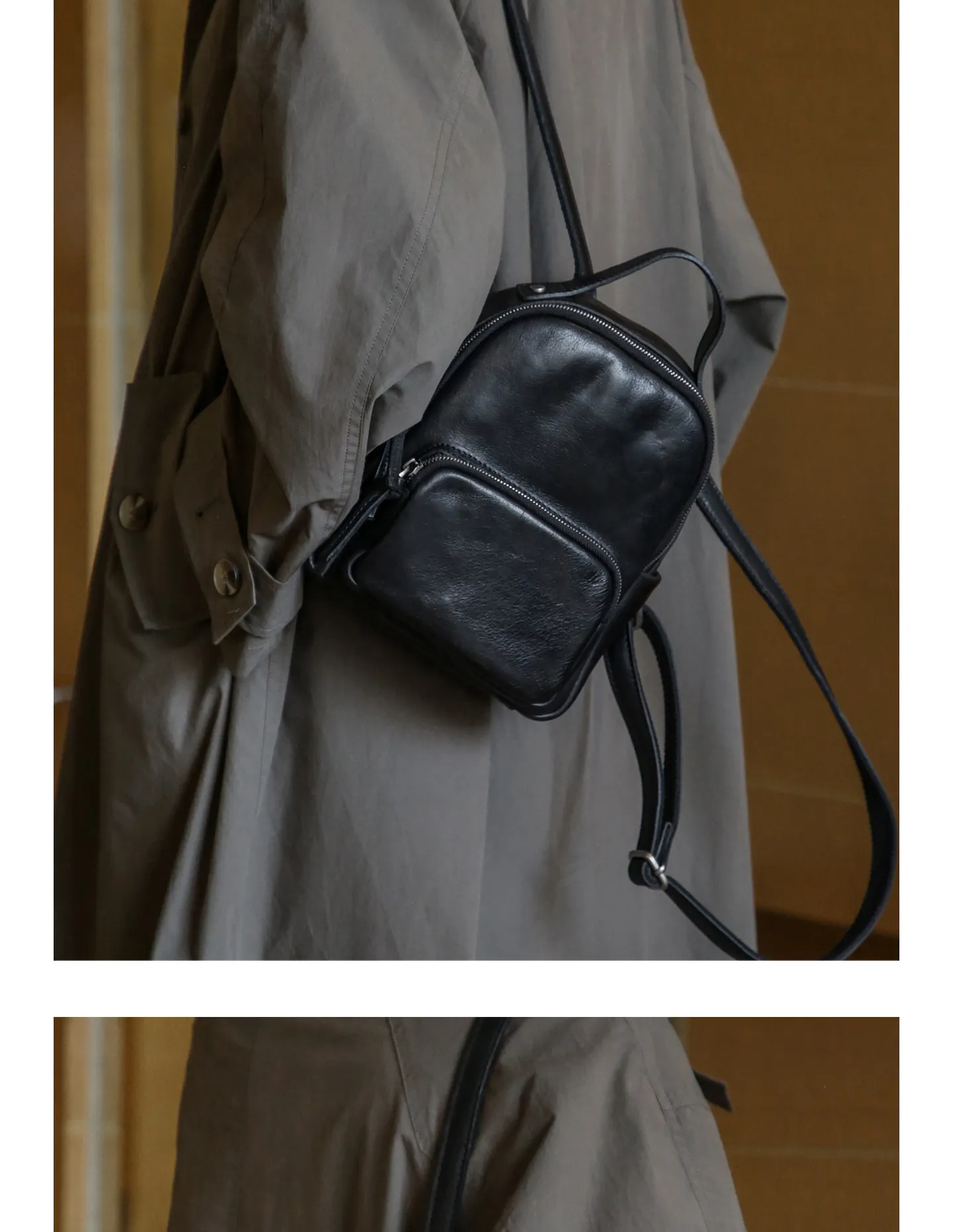 Lässiger Party-Rucksack aus Rindsleder für Damen, kleiner Designer-Rucksack, handgefertigt, weiches Echtleder, niedlicher Damen-Bücherrucksack – Detail 12