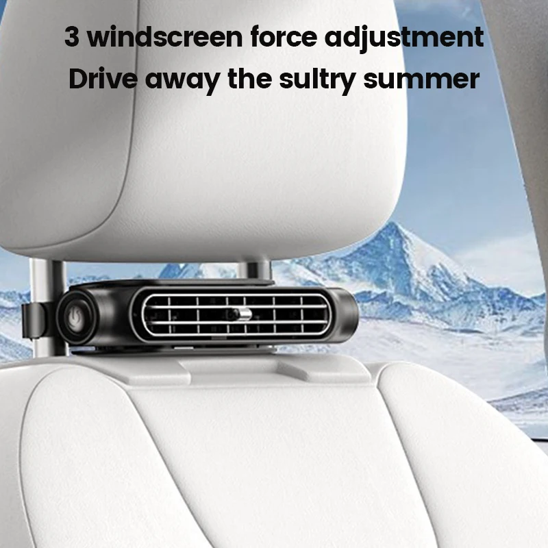 Practical car headrest fan，easy to remove car seat fan