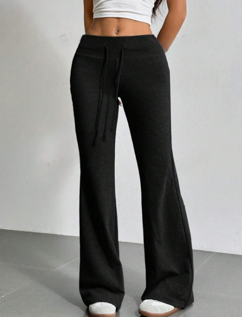 الخريف والشتاء جديد بلون الرباط المرأة جرس قيعان عارضة أزياء خلع الملابس