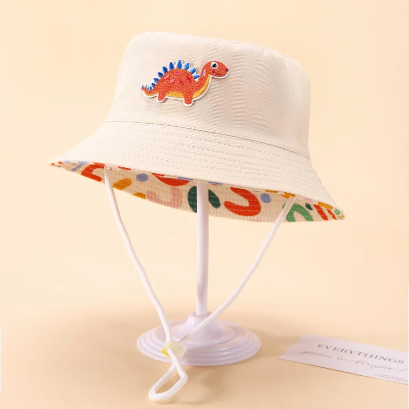 

Детские шапки Four Seasons от 2 до 8 лет, рыбацкие шапки с рисунком динозавра, модная и простая двусторонняя хлопковая шапка-тазик с героями мультфильмов