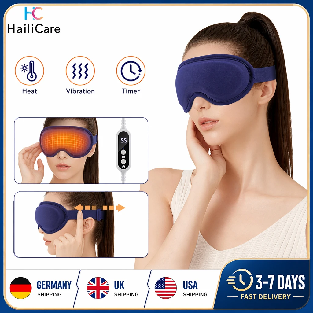 Electric Heated Eye Mask 5 Levels Hot Compress 6 Vibration Eye Massager Sleep Mask For Dry Eyes Fatigue Relieve Sleeping Blindfold