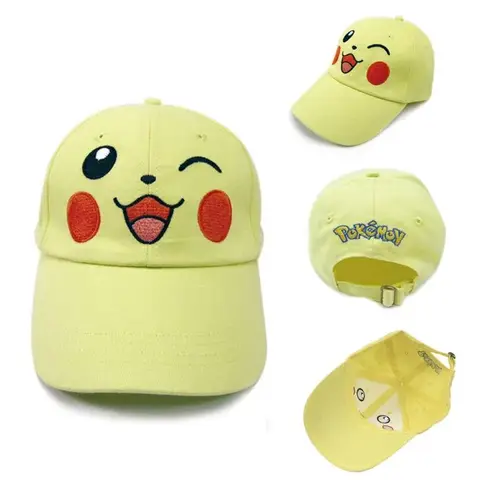 Pokemon Pikachu Cosplay Unisex Casual Beach Child  Baseball Sun Cap Embroidery Cotton Hip-hop Rock Outdoor Net Cap