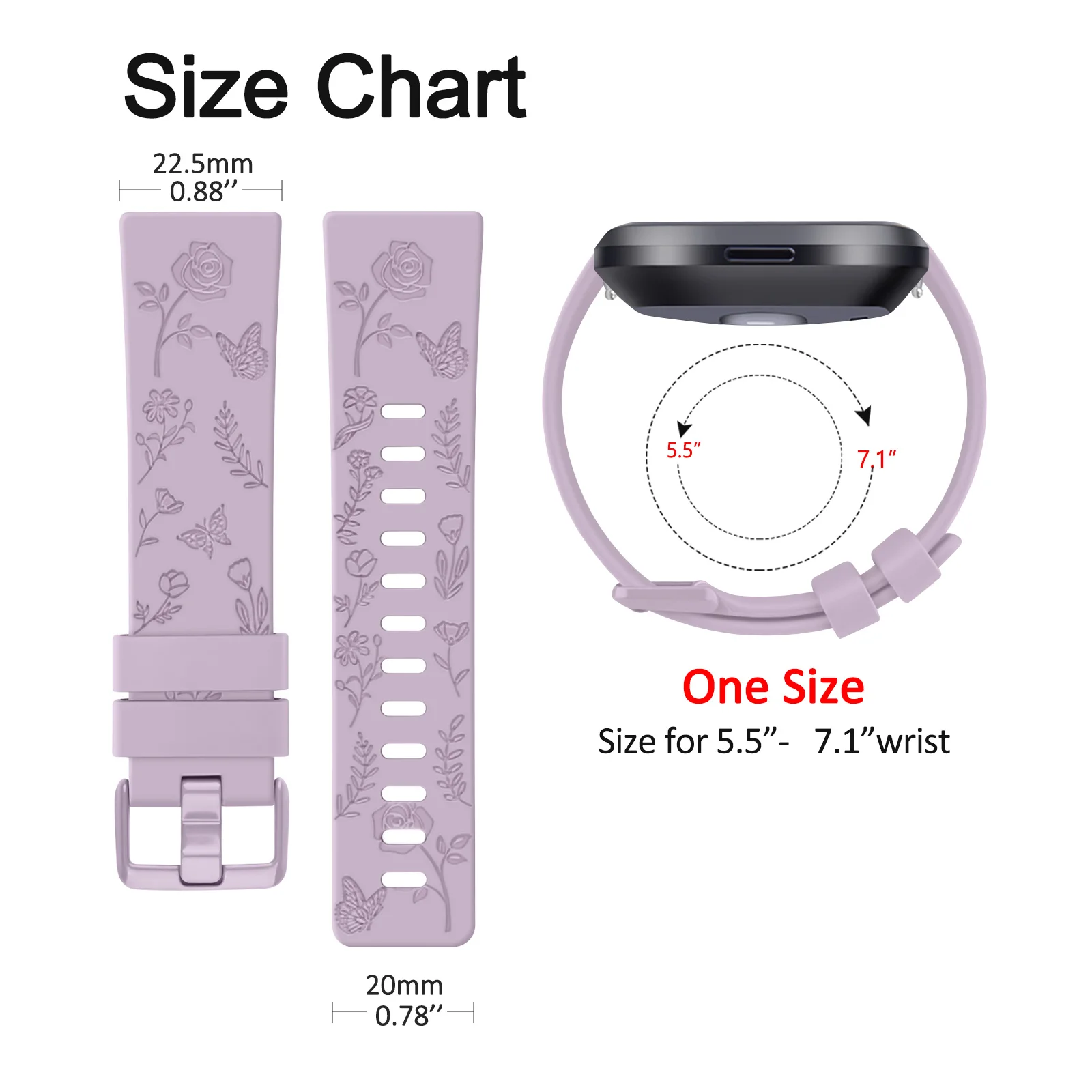 For Fitbit Versa/Versa 2/Versa Lite Band Soft TPU Flower Engraved Strap For Fitbit Versa 2 Wristband Bracelet Replacement