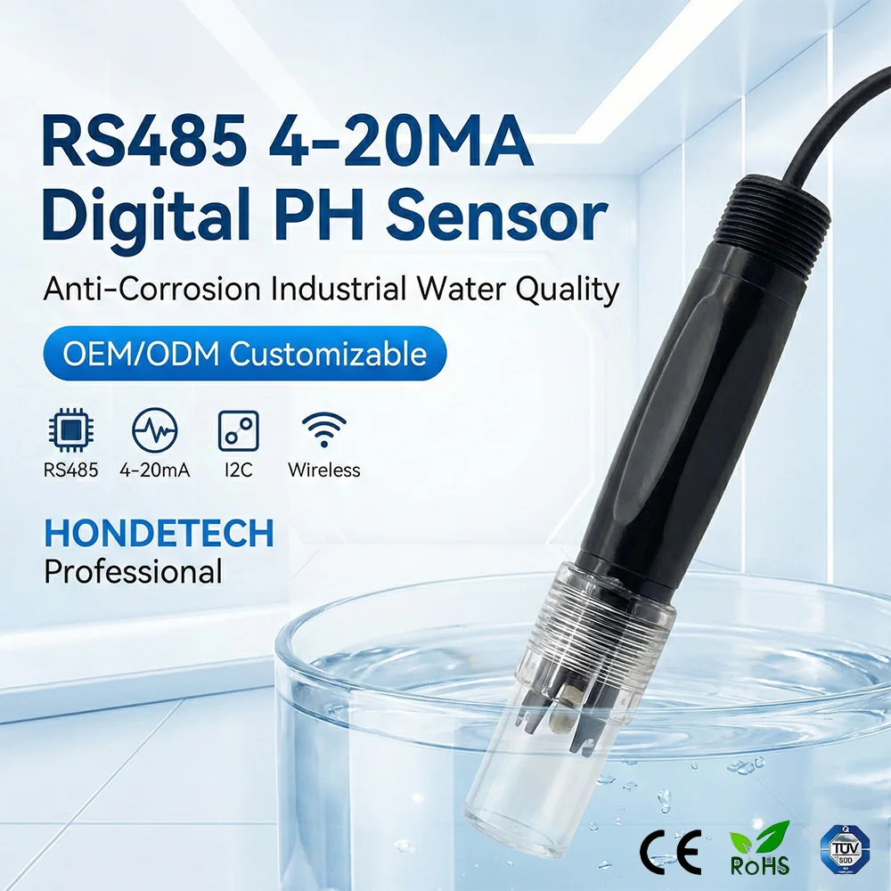 

RS485 4-20MA Professional Industrial Anti-corrosion Digital I2C Wireless pH Water Quality Sensor