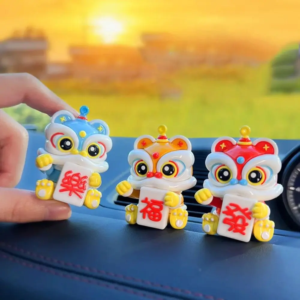 2024 Mahjong Lion Mascot New Cute Dragon Year Desktop Ornament Lucky New Year Gift Car Center Console Decoration