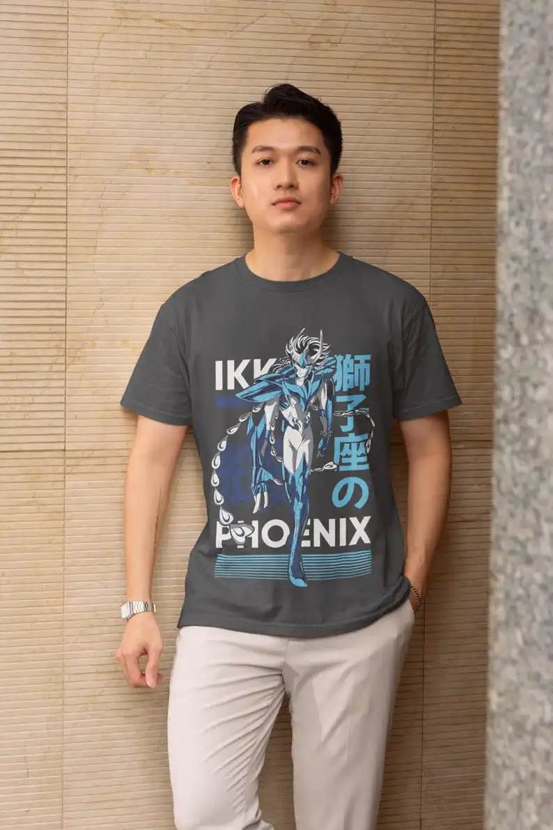 Phoenix Guardian Unisex T-shirt - 80s Anime, Retro Manga, Japanese Style, Classic Hero, Mythical Knight,