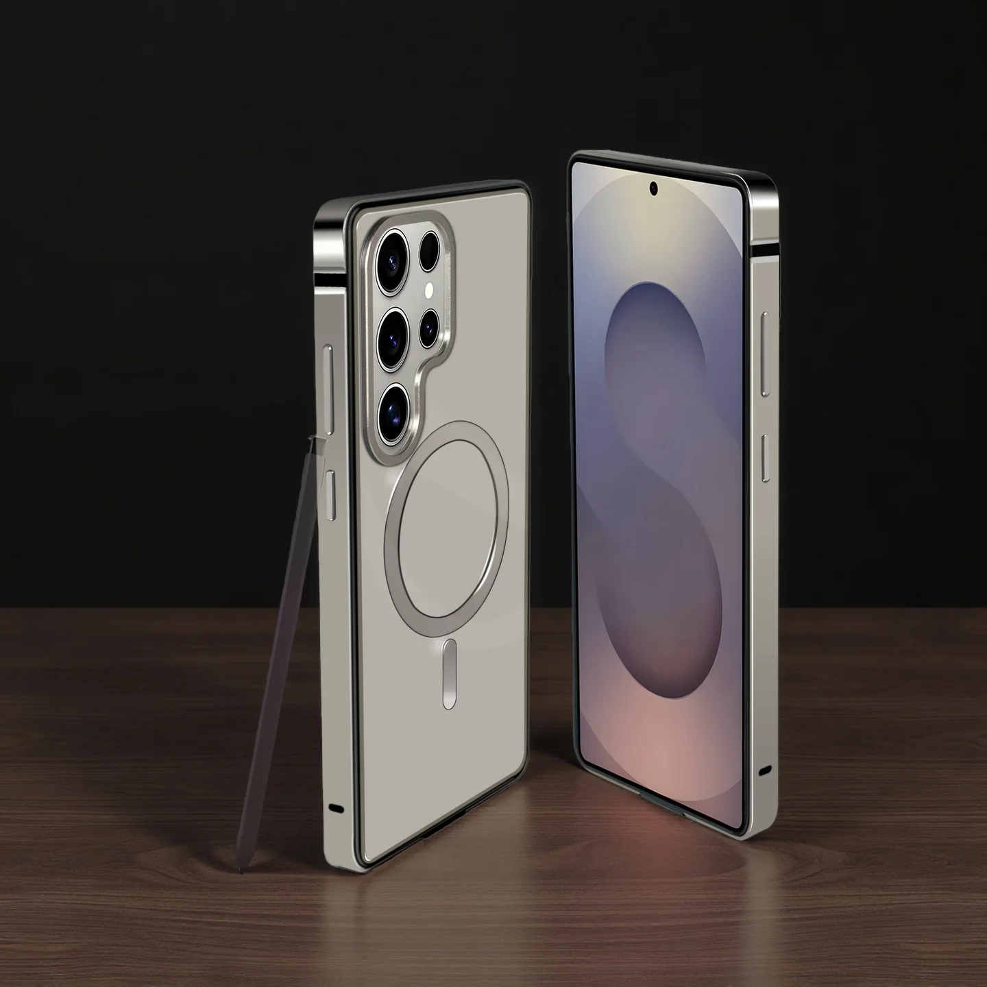 

Чехол для телефона с магнитной алюминиевой металлической рамкой, для Samsung Galaxy S25, ультра оригинальная цветная композитная задняя панель, защитный чехол из сплава