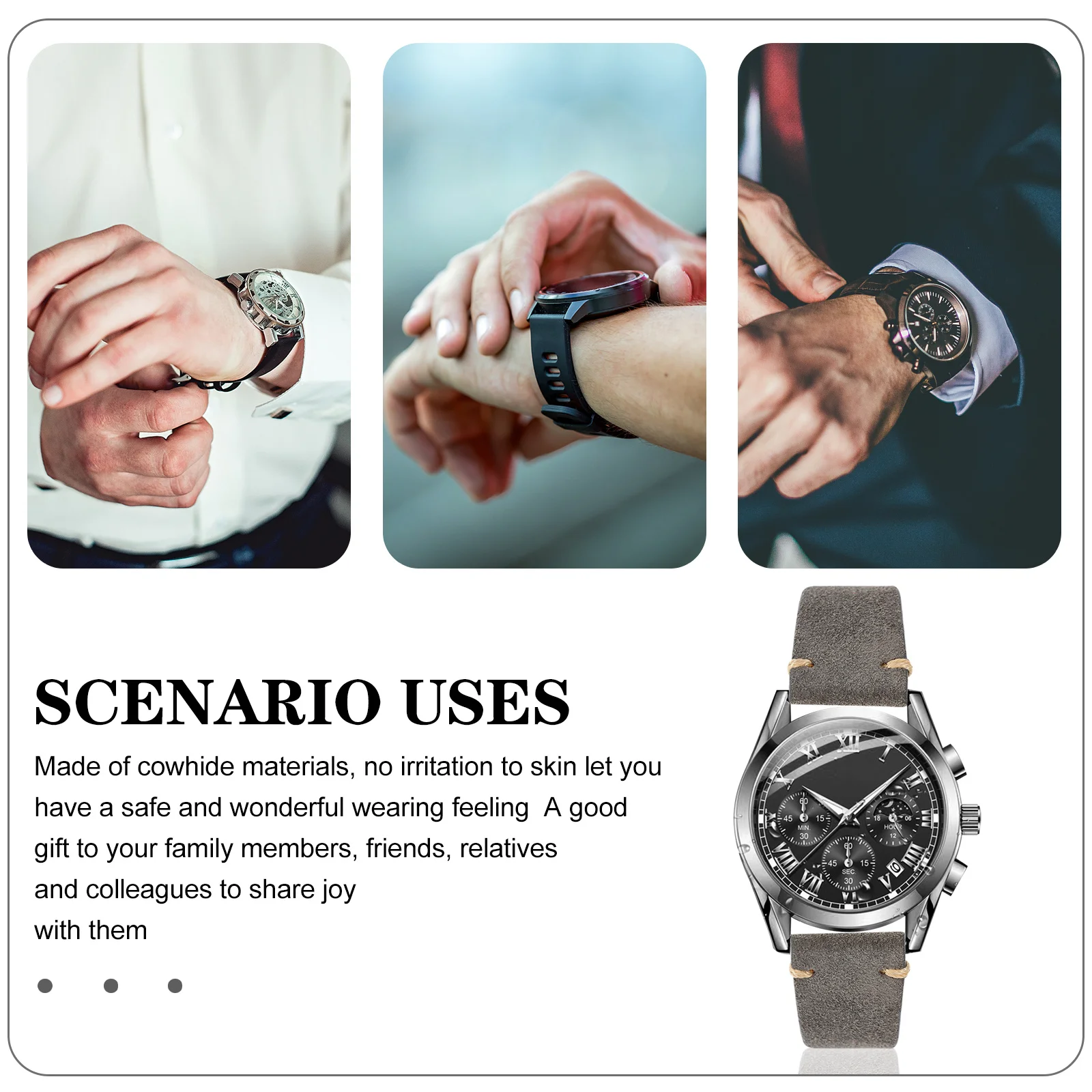 

Adjustable Cowhide Watch Strap Men Band Replacement Retro Wristwatch Gift Idea Watch Strap Men Watchband