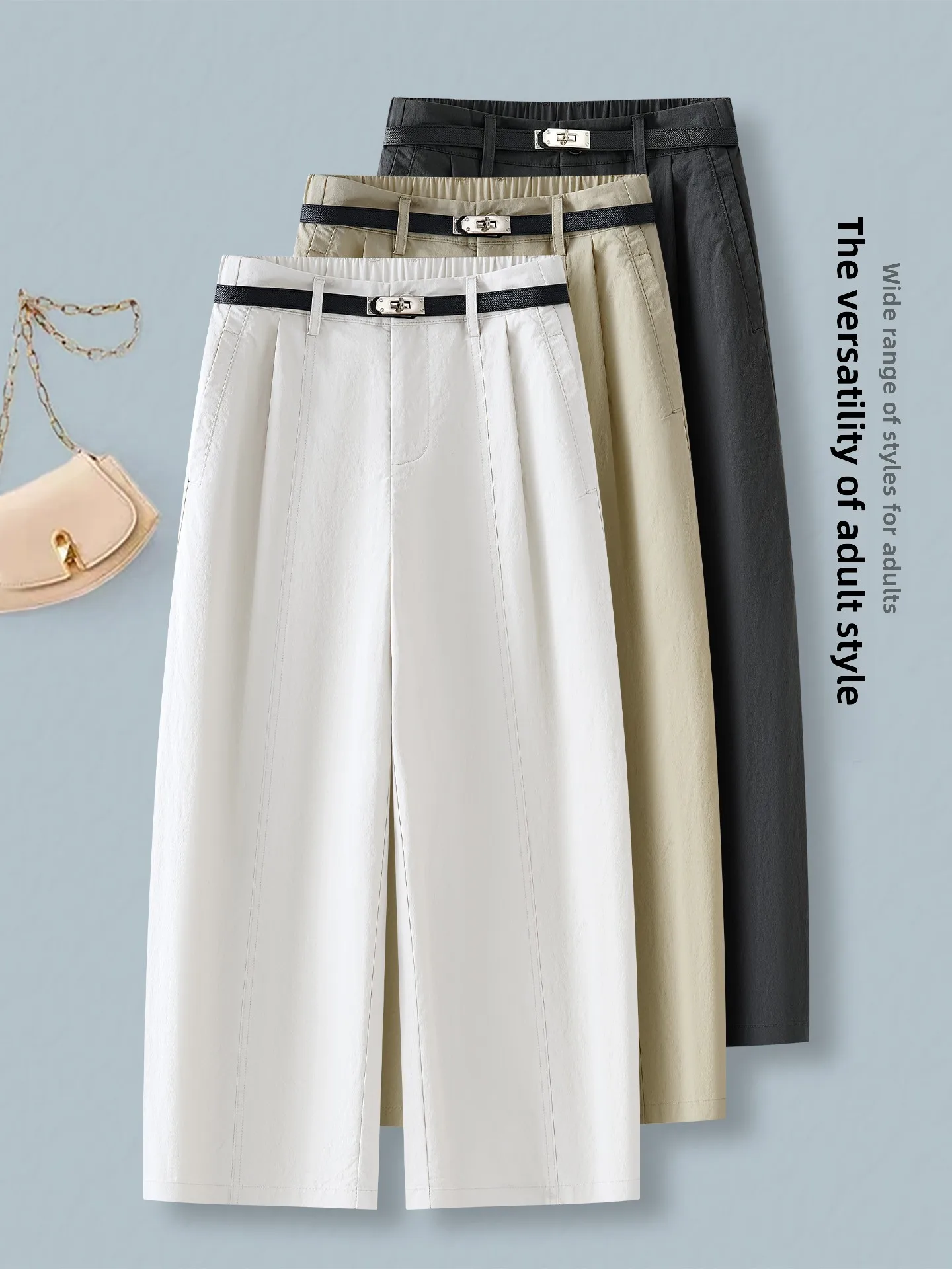 

High Waist Wide Leg Cropped Balloon Pants Women's Summer Thin New Fashion Loose Casual Pants Cotton Nylon Spandex Blend
