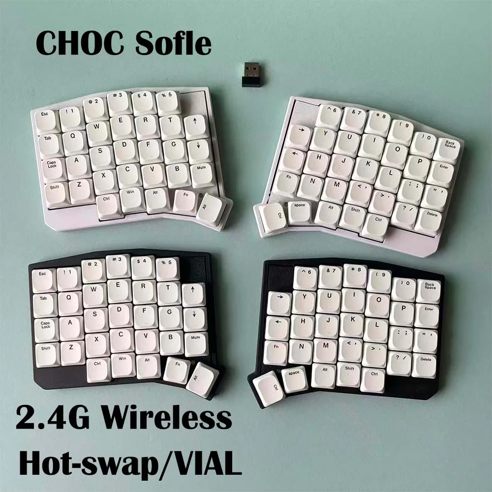 

New Low Profile Sofle Split Keyboard Choc Hotswap 2.4G Wireless Ergonomics Mechanical Keyboard VIAL Programmable Gaming Keyboard
