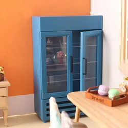 Dollhouse Miniature Items Doubledoor Refrigerator Mini Double-door Fridge Model Freezer 1:12 Ob11 Doll House Kitchen Accessories