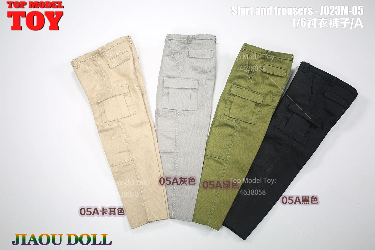 JO23M-05 Camicia a quadri in scala 1/6 Camicia a righe Pantaloni tinta unita Pantaloni Modello di vestiti Misura 12 ''Maschio Soldato Action Figure Corpo