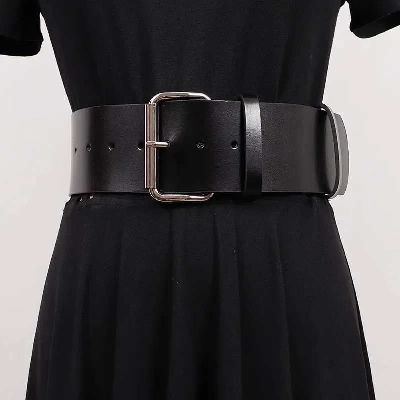 

Женские подиумные модные черные пояса из натуральной кожи, женское платье, корсеты, поясные ремни, украшения, широкий пояс