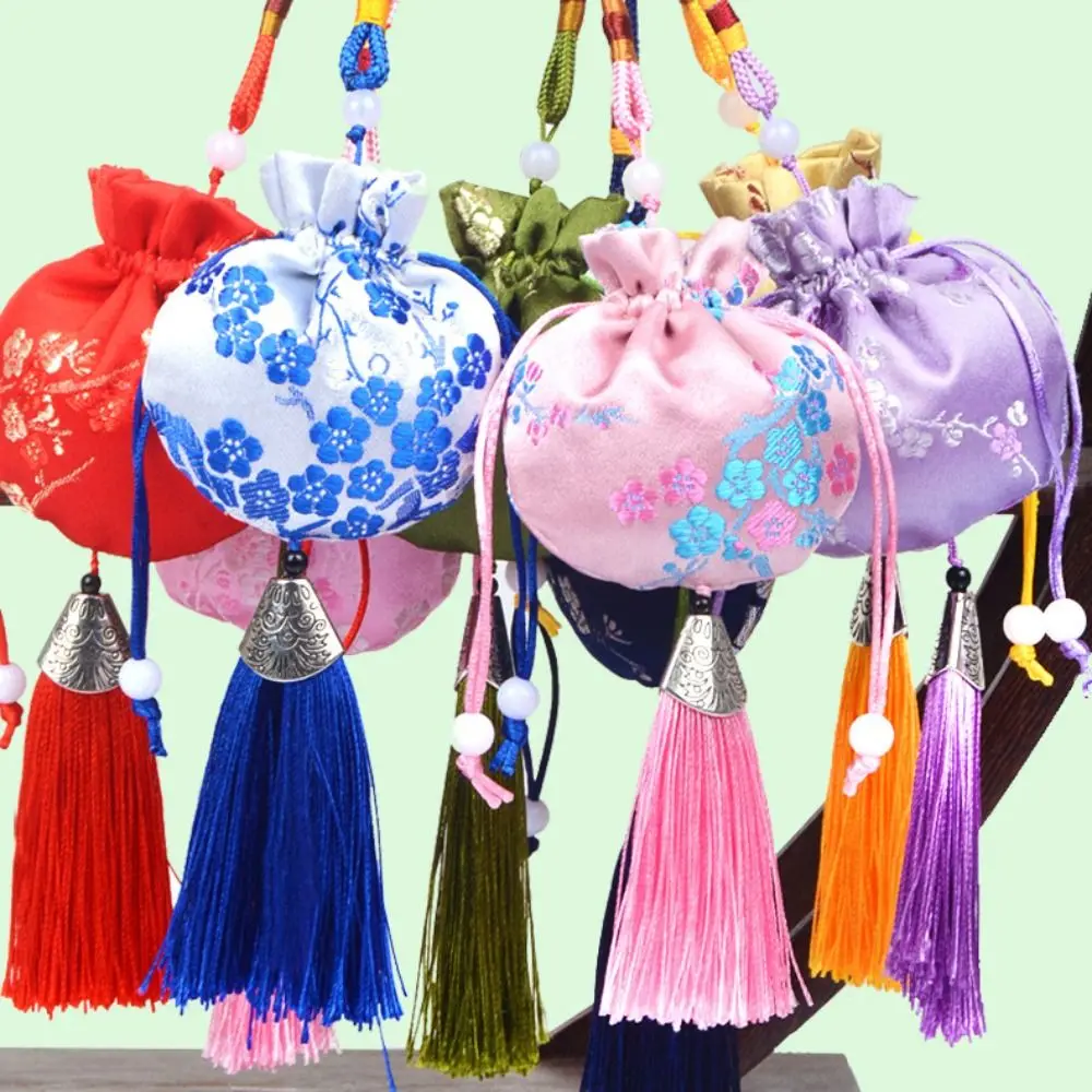 Antique Flower Women Sachet Embroidery Tassel Chinese Style Sachet Pendant Hanging Jewelry Storage Bag Girl