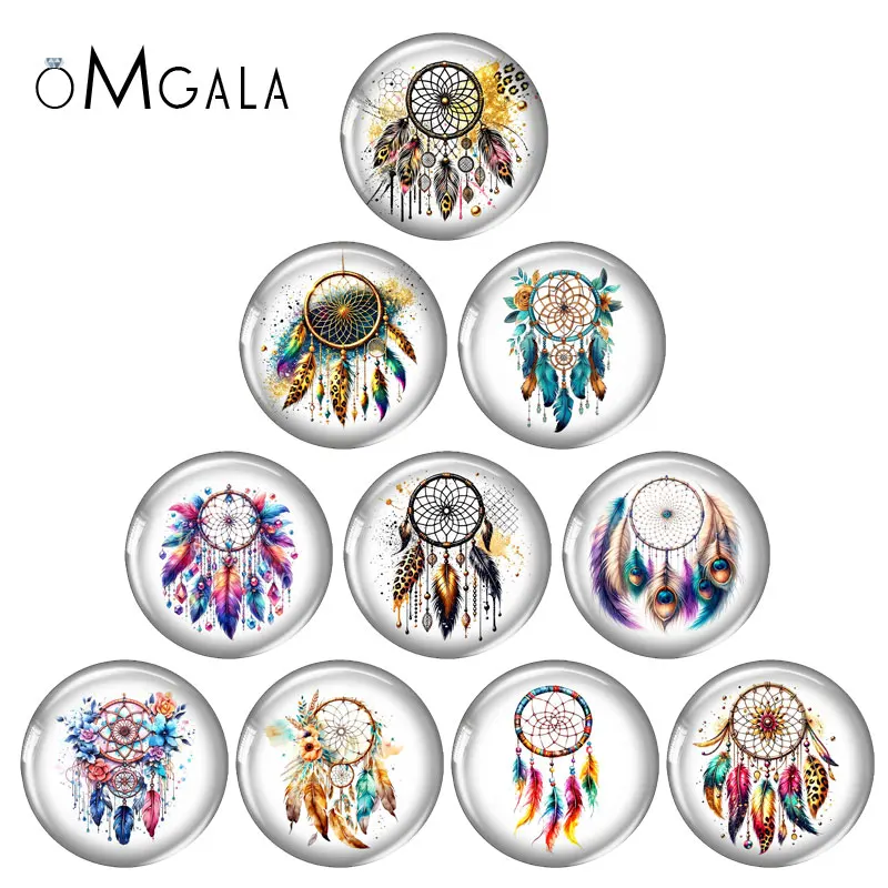 New Watercolor Dreamcatcher Art Paintings 12mm/18mm/20mm/25mm Round photo glass cabochon demo flat back Making findings