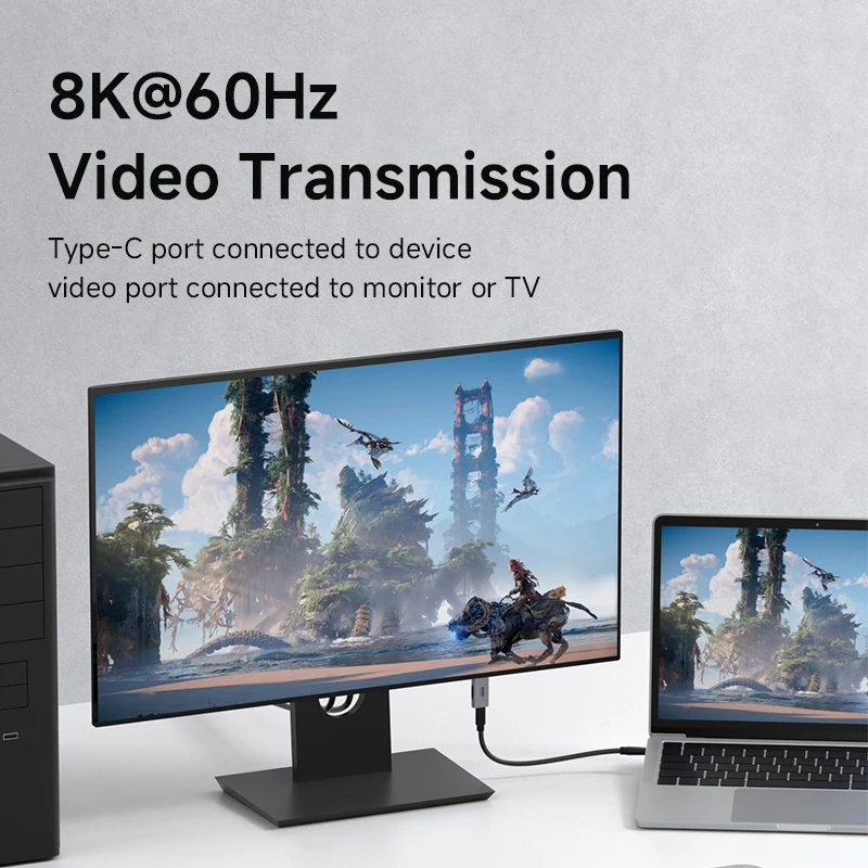 Adapter Hagibis USB-C żeński na HDMI/DisplayPort męski, do laptopów i zewnętrznych monitorów, 8K60Hz, złącze Type-C na HDMI/DP, konwerter. — zdjęcie produktu 2