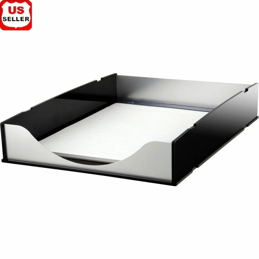 

Черный акриловый алюминиевый лоток для писем, штабелируемый настольный органайзер с фронтальной загрузкой, размер букв, бумажные файлы, легкий доступ, 13,25x10,25x2,25