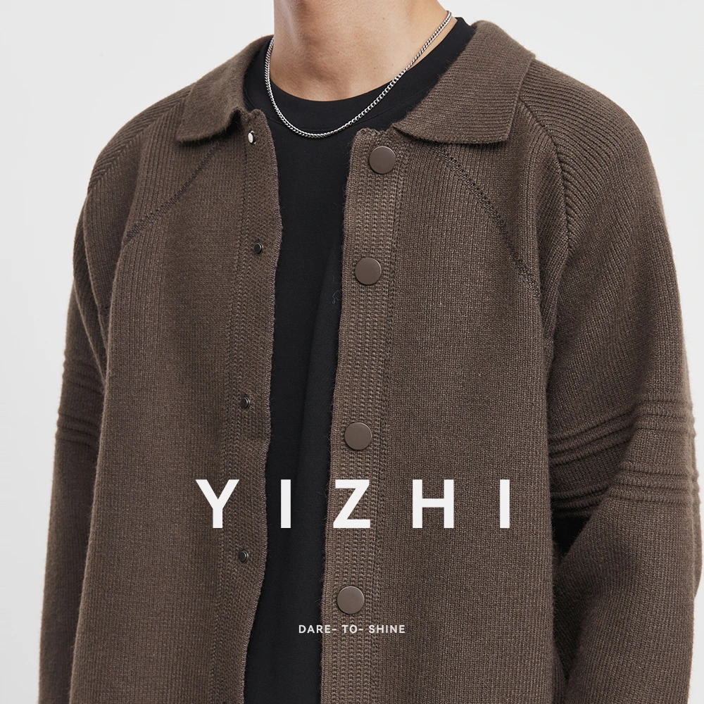 Men's Clothing Spring and Autumn Knitted Cardigan Jacket Men's Lapel Sweater Loose Casual Lazy Style Solid Color Top Jacket