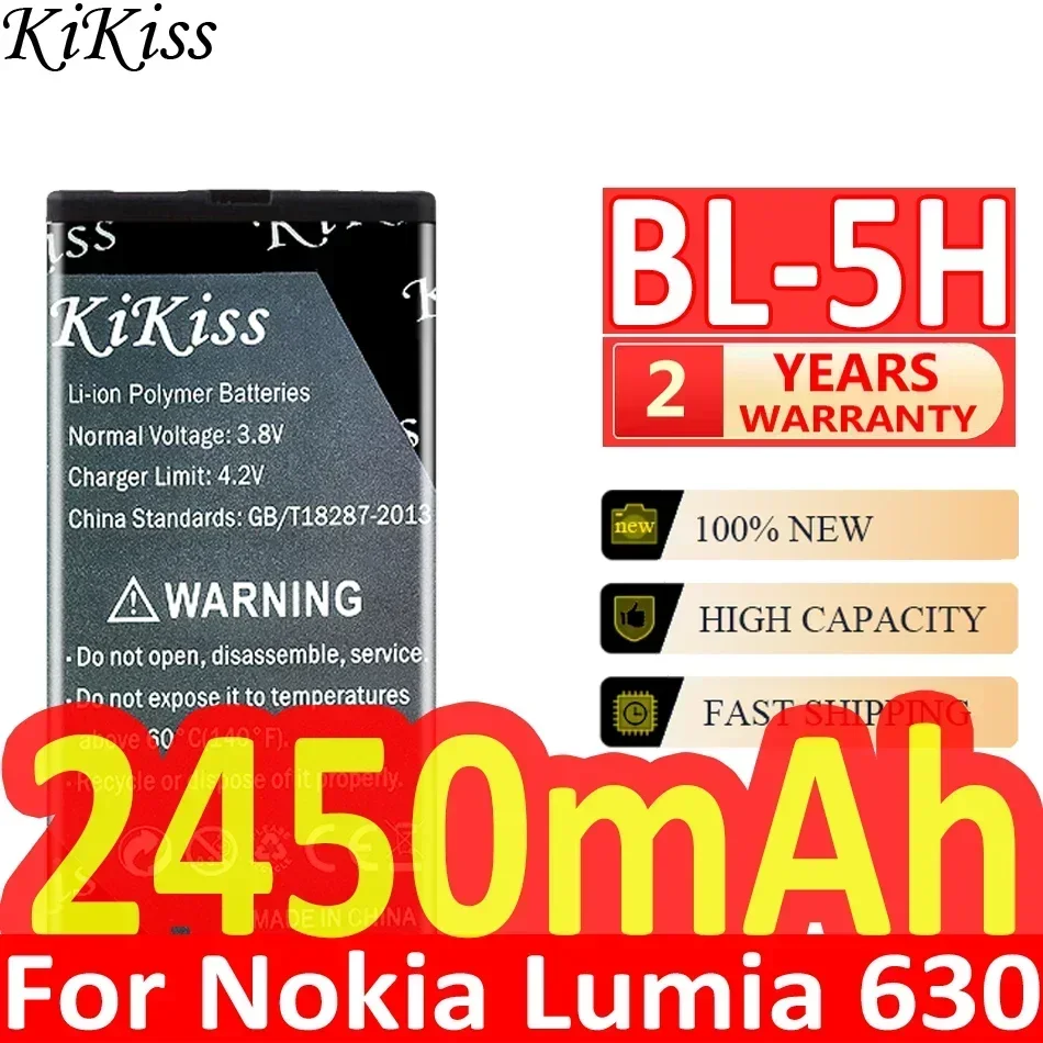 KiKiss Battery Mobile phone BL-5H 2450mAh for Nokia Lumia 630 38 635 636 Lumia630 RM-977 RM-978 BL5H BL 5H