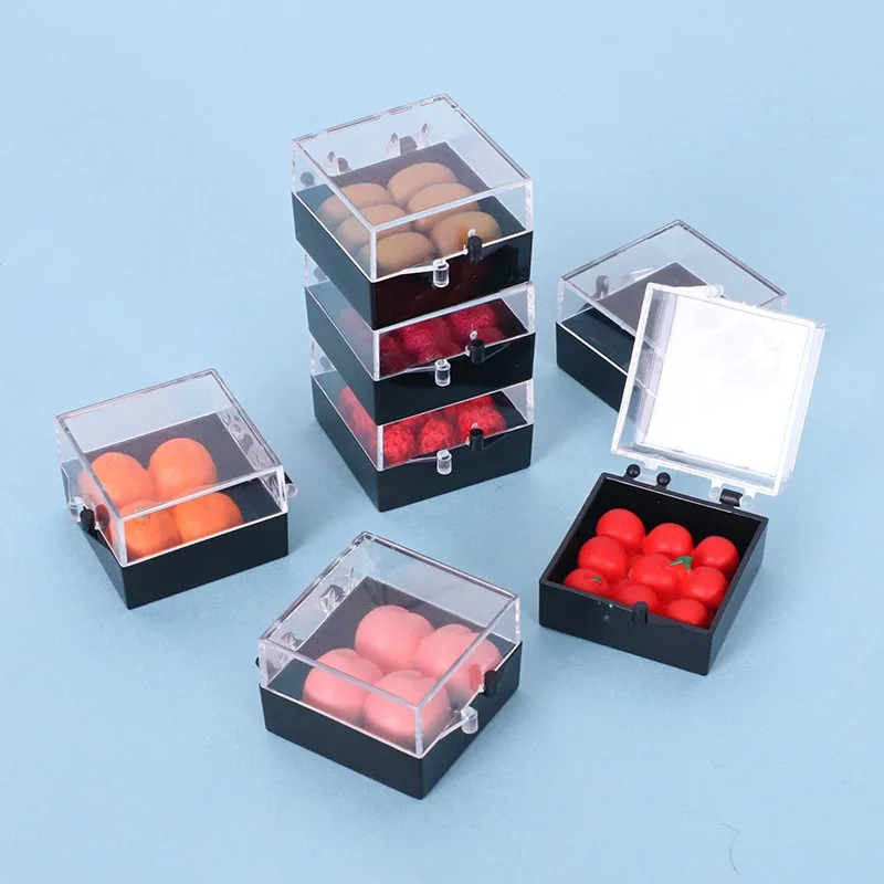 

Dollhouse Fruit with Lunch Box Orange Mini Strawberry Set Model Miniature Simulation Lunch Box Ornaments Home Decor Decoration