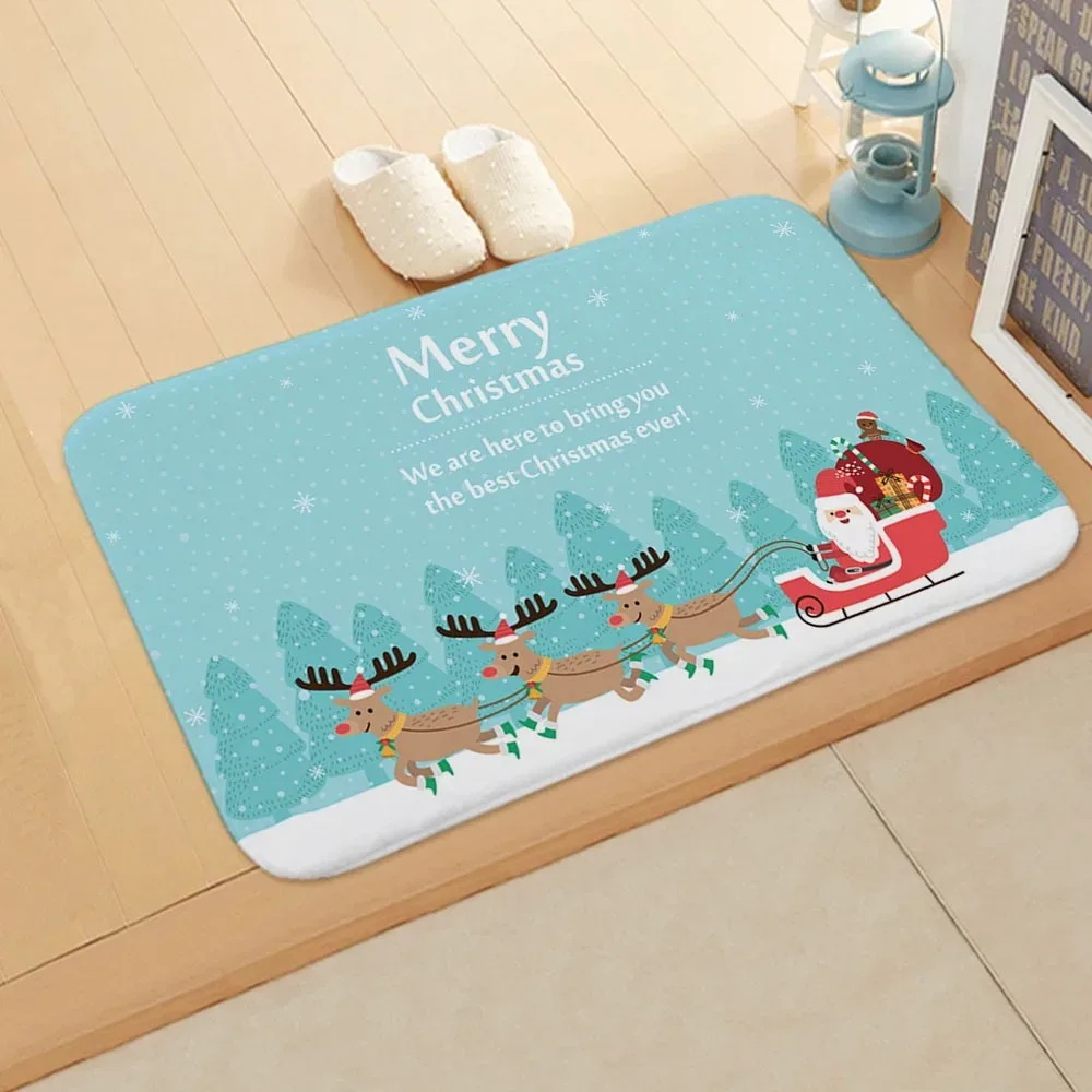 Christmas Home Decoration Door Mat Bathroom Absorbent Carpet Christmas Decoration Living Room Porch Entrance Floor Mat