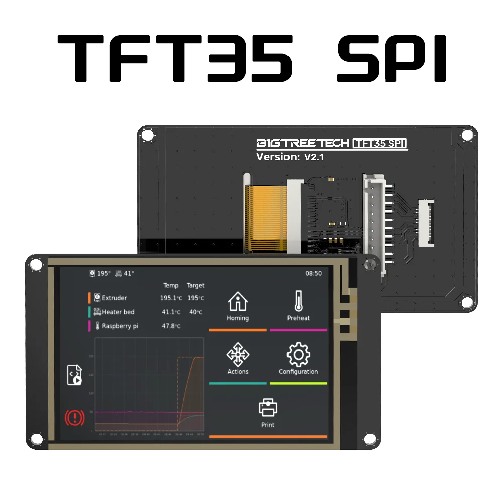 BIGTREETECH-TFT Display para impressora 3D Motherboard, TFT35, SPI V2.1, Tela sensível ao toque com módulo IO2CAN V1.0, 3.5 in, 480x320, CB1, M8P