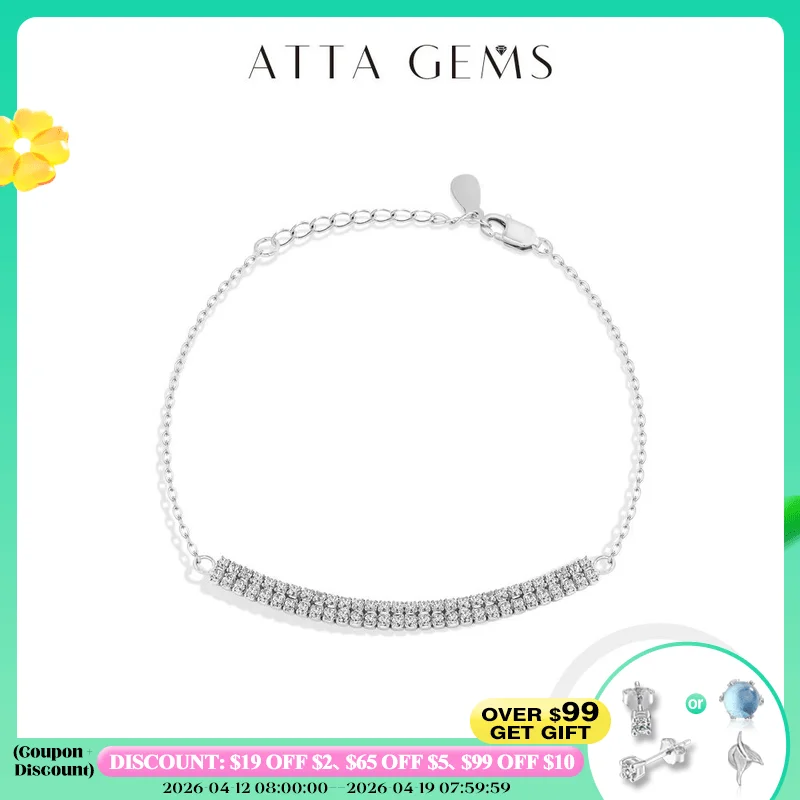 

ATTAGEMS New Double Layer Zircon Bracelets S925 Silver Tennis Bracelet Adjustable 16+3cm For Women Sparkling Daily Wear Jewelry