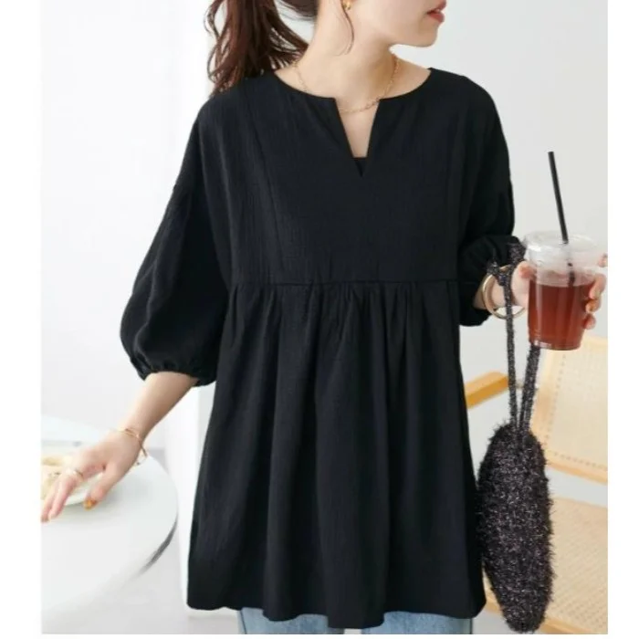 

Chic plus Size Women's Lace irt Loose mid Sve Base Layer Top Summer New Arrival Commute Sle Color Polyester Fiber