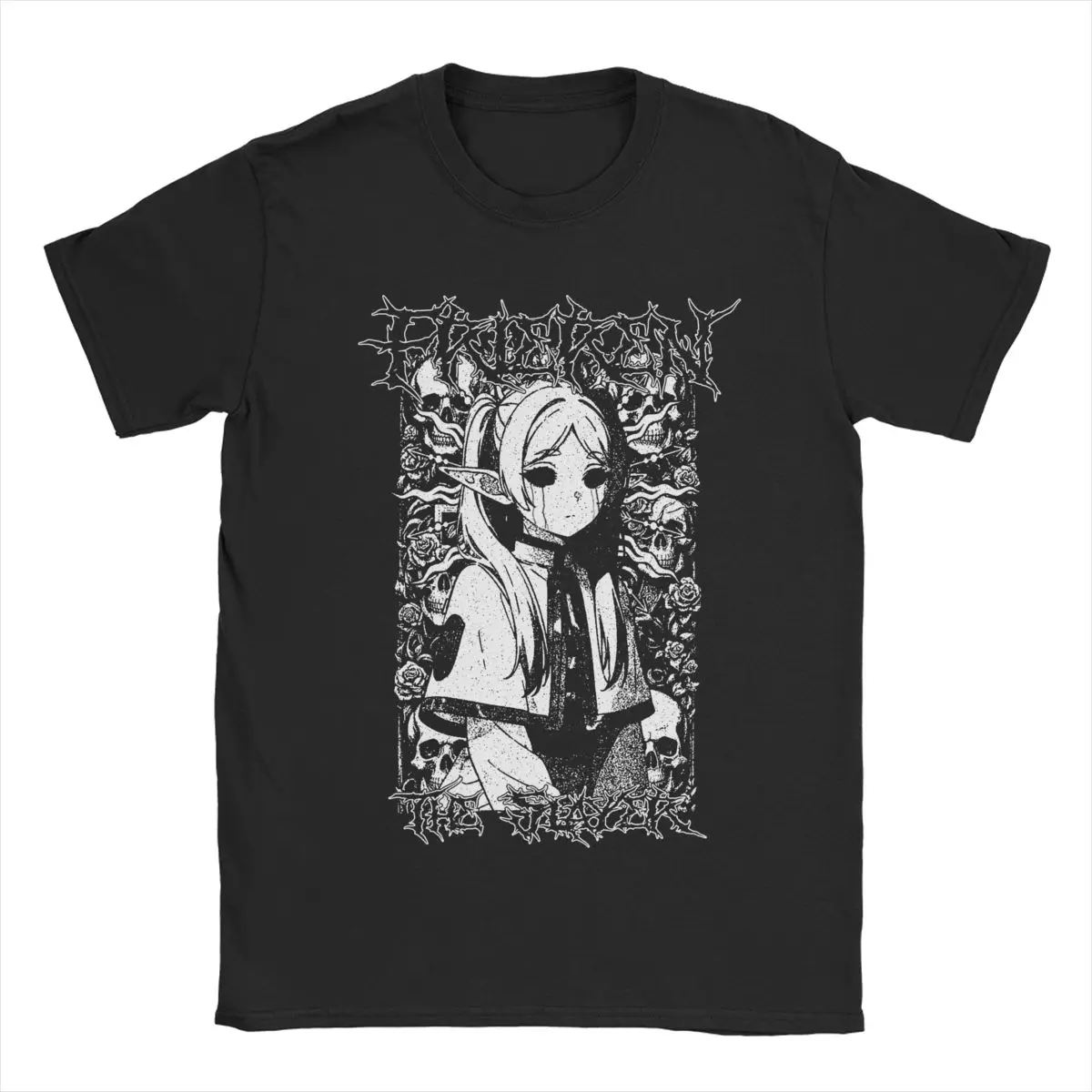 Men's Frieren The Slayer Death Metal T Shirts Pure Cotton Clothing Funny Short Sleeve Round Neck Tees Party T-Shirts