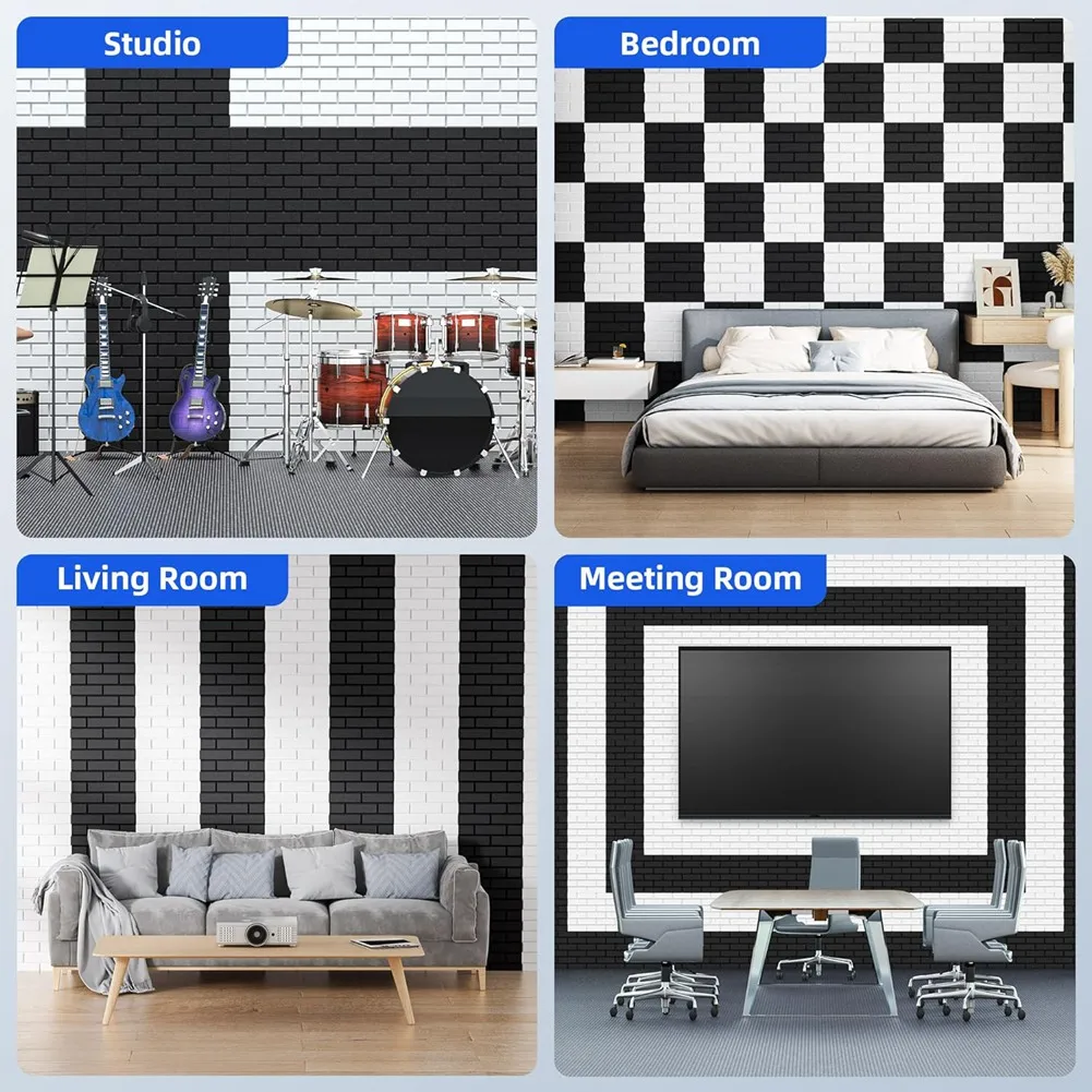 12 Pack Acoustic Panels With Self Adhesive, 12 X 12 X 0.4Inch Soundproof Wall Panels For Home Studio Office Decorabht